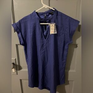 Express NWT XS S oversized blouse cutout Vneck women’s royal blue tshirt